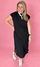 Load image into Gallery viewer, zenana round neck midi dress, black