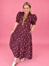 Load image into Gallery viewer, plum garden midi dress