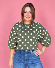 Load image into Gallery viewer, olive dot cozy sweatshirt