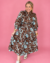 Load image into Gallery viewer, mocha bloom midi dress