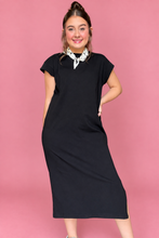 Load image into Gallery viewer, zenana round neck midi dress, black
