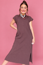 Load image into Gallery viewer, zenana round neck midi dress, mahogany