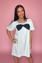 Load image into Gallery viewer, navy bow mini dress