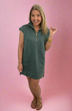 Load image into Gallery viewer, textured quarter zip dress, ash jade