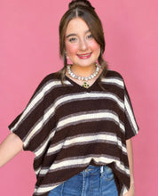 Load image into Gallery viewer, striped v-neck boxy knit sweater, cocoa cream