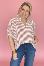 Load image into Gallery viewer, rust stripe oversized blouse