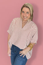 Load image into Gallery viewer, rust stripe oversized blouse