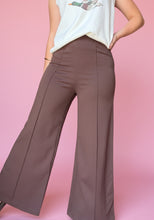 Load image into Gallery viewer, pintuck ponte wide leg pants, brown | reg + plus