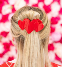 Load image into Gallery viewer, red heart to heart large flat hair clip | teleties