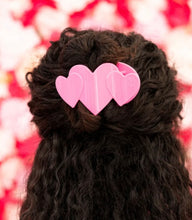 Load image into Gallery viewer, pink heart to heart medium flat hair clip | teleties