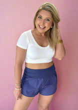 Load image into Gallery viewer, high-waisted running shorts, marlin blue