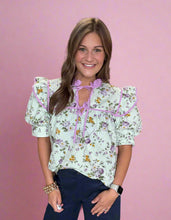 Load image into Gallery viewer, fun florals bow blouse
