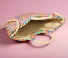 Load image into Gallery viewer, round handle straw bag, multi