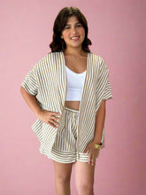 Load image into Gallery viewer, seaside striped kimono, tan
