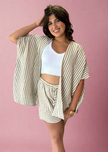 Load image into Gallery viewer, seaside striped kimono, tan