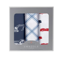Load image into Gallery viewer, things that go swaddle 3-pack