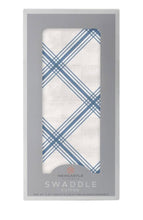 Load image into Gallery viewer, blue buffalo check plaid swaddle