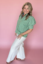 Load image into Gallery viewer, jade striped ruffle neck blouse