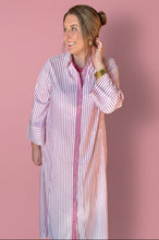 Load image into Gallery viewer, meadow stripe button-down maxi, soft pink
