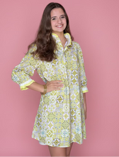 Load image into Gallery viewer, ruffle neck shift dress, citrus