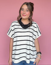 Load image into Gallery viewer, zenana striped oversized sweater, black