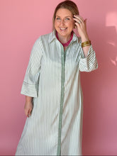Load image into Gallery viewer, meadow stripe button-down maxi, soft green