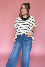 Load image into Gallery viewer, zenana striped oversized sweater, black