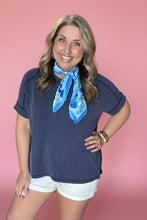 Load image into Gallery viewer, ribbed cuff sleeve top, navy