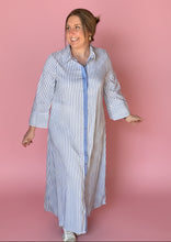 Load image into Gallery viewer, meadow stripe button-down maxi, soft blue