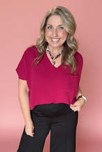 Load image into Gallery viewer, airflow v-neck dolman top, cabernet | reg + plus