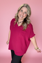Load image into Gallery viewer, airflow v-neck dolman top, cabernet | reg + plus