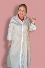 Load image into Gallery viewer, meadow stripe button-down maxi, taupe