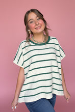 Load image into Gallery viewer, zenana striped oversized sweater, hunter green