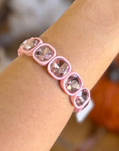 Load image into Gallery viewer, chunky cushion cut crystal stretch bracelet, pink pop