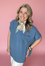 Load image into Gallery viewer, airflow v-neck dolman top, dusty blue