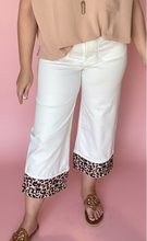 Load image into Gallery viewer, leopard cuff cropped work pants, white
