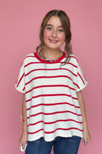 Load image into Gallery viewer, zenana striped oversized sweater, ruby