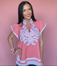 Load image into Gallery viewer, brunch + beyond linen top, rose pink