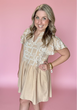 Load image into Gallery viewer, latte love embroidered dress