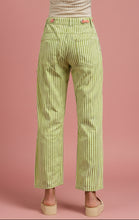 Load image into Gallery viewer, striped twill barrel pants, lime