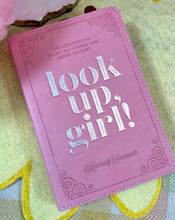 Load image into Gallery viewer, look up, girl pink faux leather devotional
