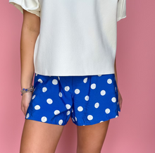 Load image into Gallery viewer, polka pop shorts, blue
