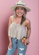 Load image into Gallery viewer, eyelet cropped cami, almond