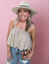 Load image into Gallery viewer, eyelet cropped cami, almond