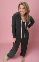 Load image into Gallery viewer, ribbed hayden hoodie jumpsuit, charcoal | blakeley
