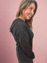 Load image into Gallery viewer, ribbed hayden hoodie jumpsuit, charcoal | blakeley