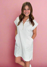 Load image into Gallery viewer, textured quarter zip dress, sand beige