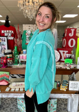 Load image into Gallery viewer, classic crew pullover, aqua | blakeley
