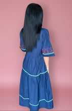 Load image into Gallery viewer, midnight garden embroidered midi