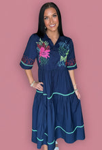 Load image into Gallery viewer, midnight garden embroidered midi